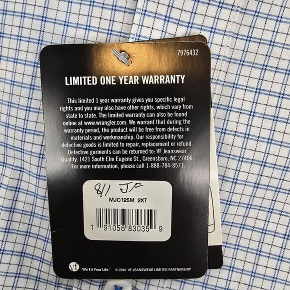 Wrangler 20X Competition Shirt Mens 2XT Plaid Western Rodeo Button New - Picture 14 of 16